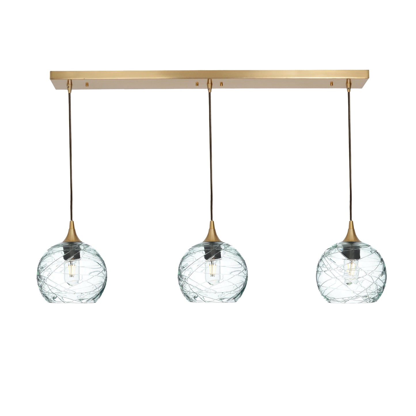 767 3 Pendant Linear Chandelier-Glass-Bicycle Glass Co - Hotshop-Polished Brass - 4ft Cord-Spun-Eco Clear-Bicycle Glass Co