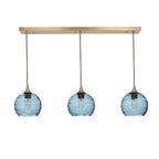767 3 Pendant Linear Chandelier-Glass-Bicycle Glass Co - Hotshop-Polished Brass - 4ft Cord-Spun-Slate Gray-Bicycle Glass Co
