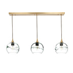 767 3 Pendant Linear Chandelier-Glass-Bicycle Glass Co - Hotshop-Polished Brass - 4ft Cord-Swell-Eco Clear-Bicycle Glass Co
