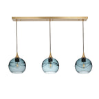 767 3 Pendant Linear Chandelier-Glass-Bicycle Glass Co - Hotshop-Polished Brass - 4ft Cord-Swell-Slate Gray-Bicycle Glass Co