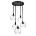 767 5 Pendant Cascade Chandelier-Glass-Bicycle Glass Co - Hotshop-Matte Black - 4ft Cord-Spun-Eco Clear-Bicycle Glass Co