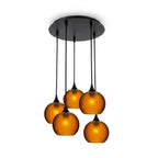 767 5 Pendant Cascade Chandelier-Glass-Bicycle Glass Co - Hotshop-Matte Black - 4ft Cord-Celestial-Golden Amber-Bicycle Glass Co