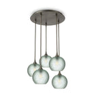 767 5 Pendant Cascade Chandelier-Glass-Bicycle Glass Co - Hotshop-Antique Bronze - 4ft Cord-Celestial-Eco Clear-Bicycle Glass Co