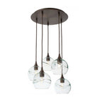 767 5 Pendant Cascade Chandelier-Glass-Bicycle Glass Co - Hotshop-Matte Black - 4ft Cord-Lunar-Steel Blue-Bicycle Glass Co