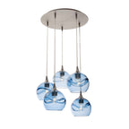 767 5 Pendant Cascade Chandelier-Glass-Bicycle Glass Co - Hotshop-Matte Black - 4ft Cord-Lunar-Steel Blue-Bicycle Glass Co