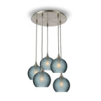 767 5 Pendant Cascade Chandelier-Glass-Bicycle Glass Co - Hotshop-Brushed Nickel - 4ft Cord-Celestial-Slate Gray-Bicycle Glass Co
