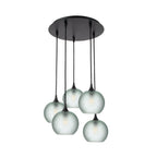 767 5 Pendant Cascade Chandelier-Glass-Bicycle Glass Co - Hotshop-Matte Black - 4ft Cord-Celestial-Eco Clear-Bicycle Glass Co