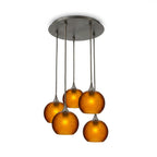 767 5 Pendant Cascade Chandelier-Glass-Bicycle Glass Co - Hotshop-Antique Bronze - 4ft Cord-Celestial-Golden Amber-Bicycle Glass Co