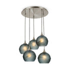 767 5 Pendant Cascade Chandelier-Glass-Bicycle Glass Co - Hotshop-Brushed Nickel - 4ft Cord-Glacial-Slate Gray-Bicycle Glass Co