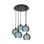 767 5 Pendant Cascade Chandelier-Glass-Bicycle Glass Co - Hotshop-Matte Black - 4ft Cord-Celestial-Slate Gray-Bicycle Glass Co