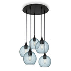 767 5 Pendant Cascade Chandelier-Glass-Bicycle Glass Co - Hotshop-Matte Black - 4ft Cord-Lunar-Slate Gray-Bicycle Glass Co