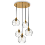 767 5 Pendant Cascade Chandelier-Glass-Bicycle Glass Co - Hotshop-Polished Brass - 4ft Cord-Spun-Eco Clear-Bicycle Glass Co