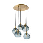 767 5 Pendant Cascade Chandelier-Glass-Bicycle Glass Co - Hotshop-Matte Black - 4ft Cord-Lunar-Steel Blue-Bicycle Glass Co