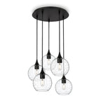767 5 Pendant Cascade Chandelier-Glass-Bicycle Glass Co - Hotshop-Matte Black - 4ft Cord-Lunar-Eco Clear-Bicycle Glass Co