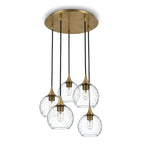 767 5 Pendant Cascade Chandelier-Glass-Bicycle Glass Co - Hotshop-Polished Brass - 4ft Cord-Lunar-Eco Clear-Bicycle Glass Co