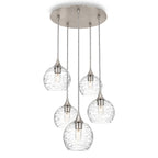 767 5 Pendant Cascade Chandelier-Glass-Bicycle Glass Co - Hotshop-Brushed Nickel - 4ft Cord-Spun-Eco Clear-Bicycle Glass Co