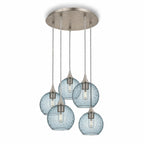 767 5 Pendant Cascade Chandelier-Glass-Bicycle Glass Co - Hotshop-Brushed Nickel - 4ft Cord-Lunar-Slate Gray-Bicycle Glass Co