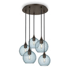 767 5 Pendant Cascade Chandelier-Glass-Bicycle Glass Co - Hotshop-Antique Bronze - 4ft Cord-Lunar-Slate Gray-Bicycle Glass Co