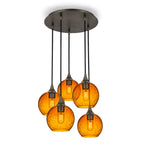 767 5 Pendant Cascade Chandelier-Glass-Bicycle Glass Co - Hotshop-Matte Black - 4ft Cord-Lunar-Steel Blue-Bicycle Glass Co