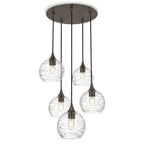 767 5 Pendant Cascade Chandelier-Glass-Bicycle Glass Co - Hotshop-Antique Bronze - 4ft Cord-Spun-Eco Clear-Bicycle Glass Co