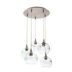 767 5 Pendant Cascade Chandelier-Glass-Bicycle Glass Co - Hotshop-Brushed Nickel - 4ft Cord-Swell-Eco Clear-Bicycle Glass Co