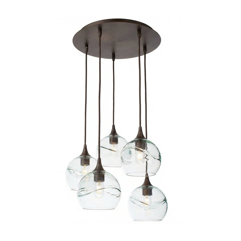 767 5 Pendant Cascade Chandelier — Swell / Eco Clear / Antique Bronze - Custom
