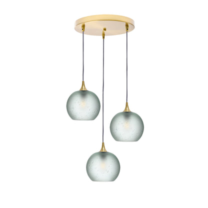767 Celestial: 3 Pendant Cascade Chandelier-Glass-Bicycle Glass Co - Hotshop-Eco Clear-Polished Brass-Bicycle Glass Co