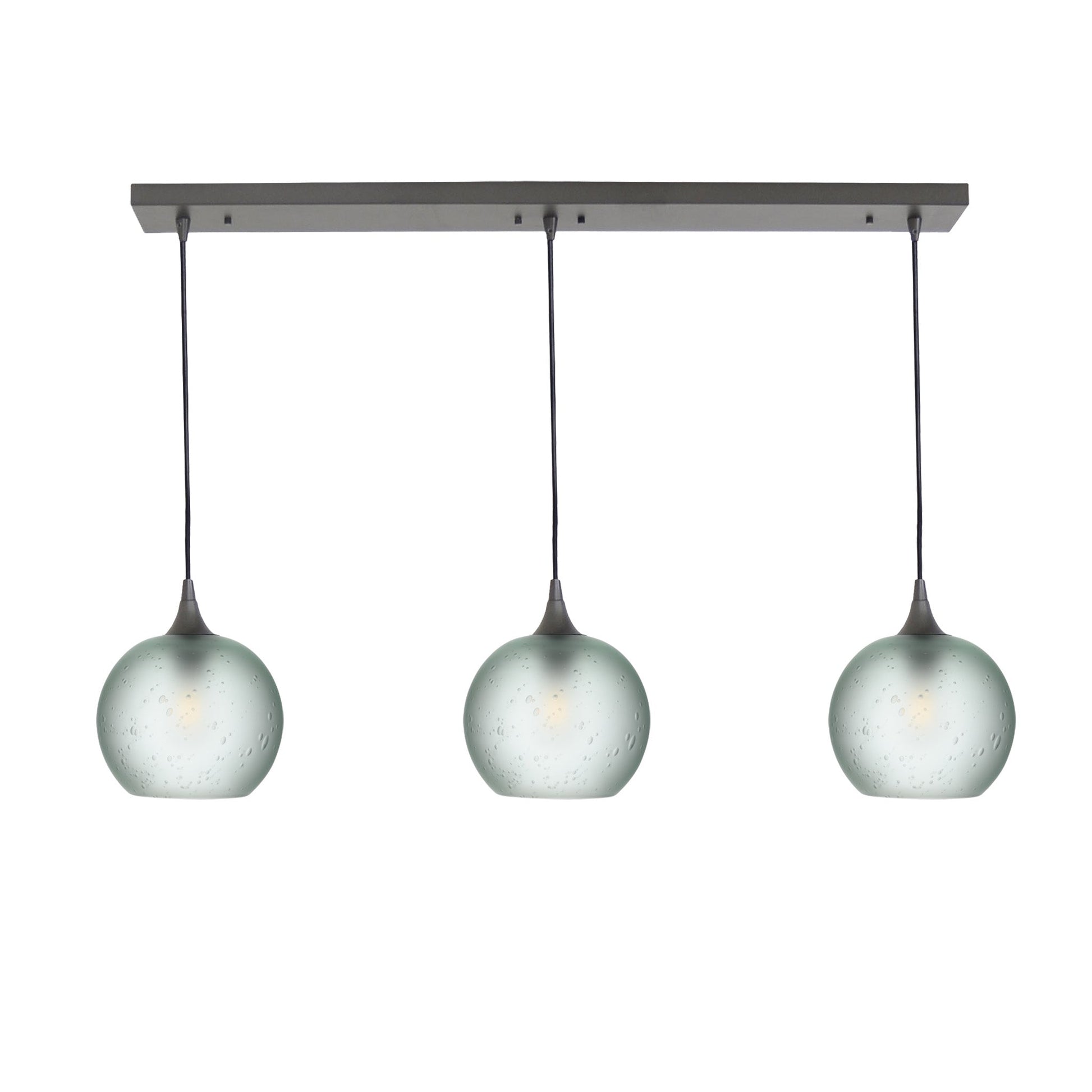 767 Celestial: 3 Pendant Linear Chandelier-Glass-Bicycle Glass Co - Hotshop-Eco Clear-Antique Bronze-Bicycle Glass Co