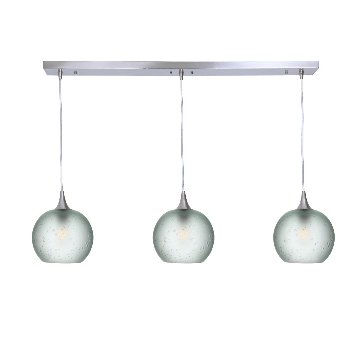767 Celestial: 3 Pendant Linear Chandelier-Glass-Bicycle Glass Co - Hotshop-Eco Clear-Brushed Nickel-Bicycle Glass Co