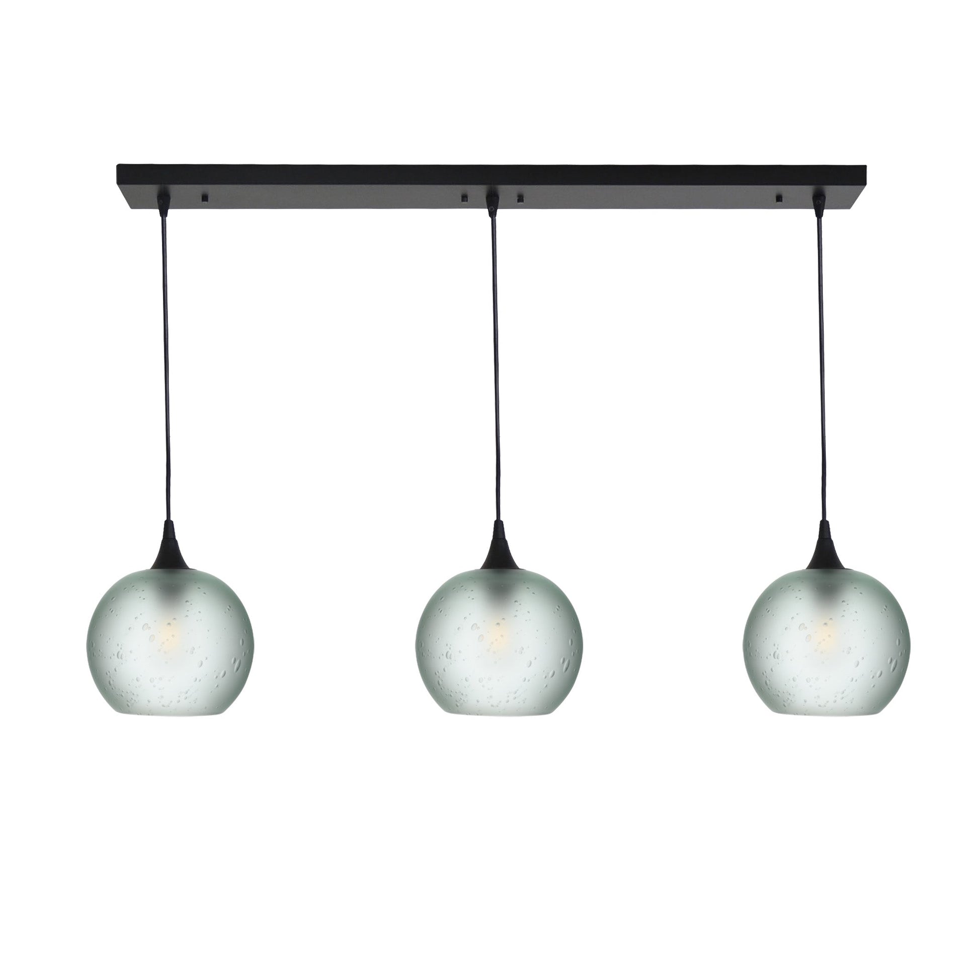 767 Celestial: 3 Pendant Linear Chandelier-Glass-Bicycle Glass Co - Hotshop-Eco Clear-Matte Black-Bicycle Glass Co