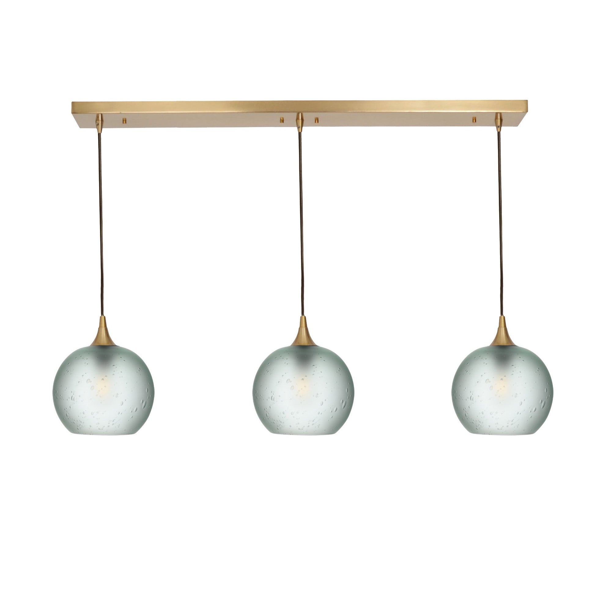 767 Celestial: 3 Pendant Linear Chandelier-Glass-Bicycle Glass Co - Hotshop-Eco Clear-Polished Brass-Bicycle Glass Co