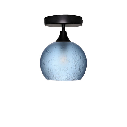 767 Celestial: Semi Flush Light-Glass-Bicycle Glass Co-Steel Blue-Matte Black-Bicycle Glass Co