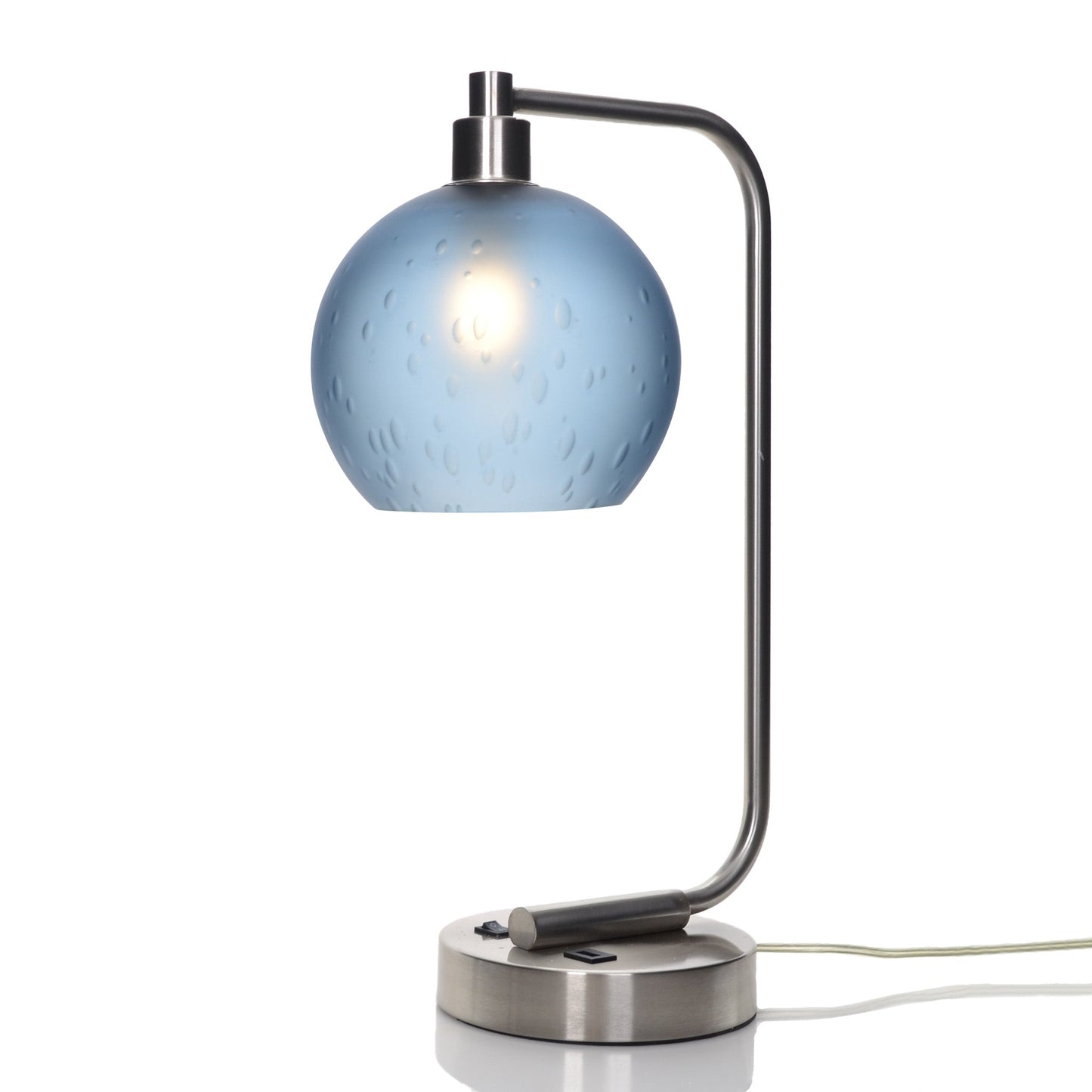 767 Celestial: Table Lamp-Glass-Bicycle Glass Co - Hotshop-Steel Blue-Brushed Nickel-4 Watt LED (+$0.00)-Bicycle Glass Co