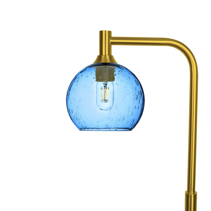 767 Floor Lamp-Glass-Bicycle Glass Co - Hotshop-Lunar-Steel Blue-Polished Brass-Bicycle Glass Co