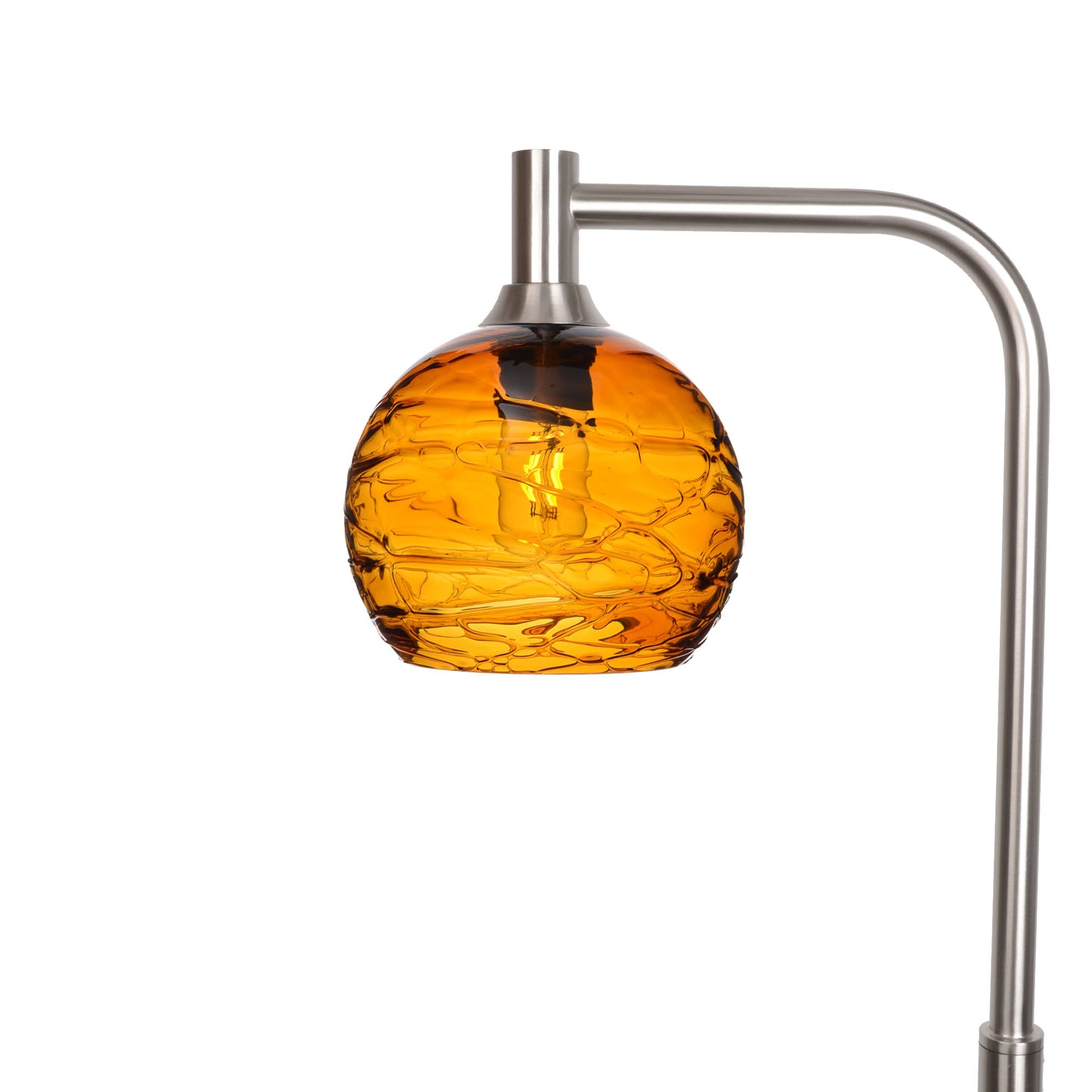 767 Floor Lamp-Glass-Bicycle Glass Co - Hotshop-Spun-Golden Amber-Brushed Nickel-Bicycle Glass Co