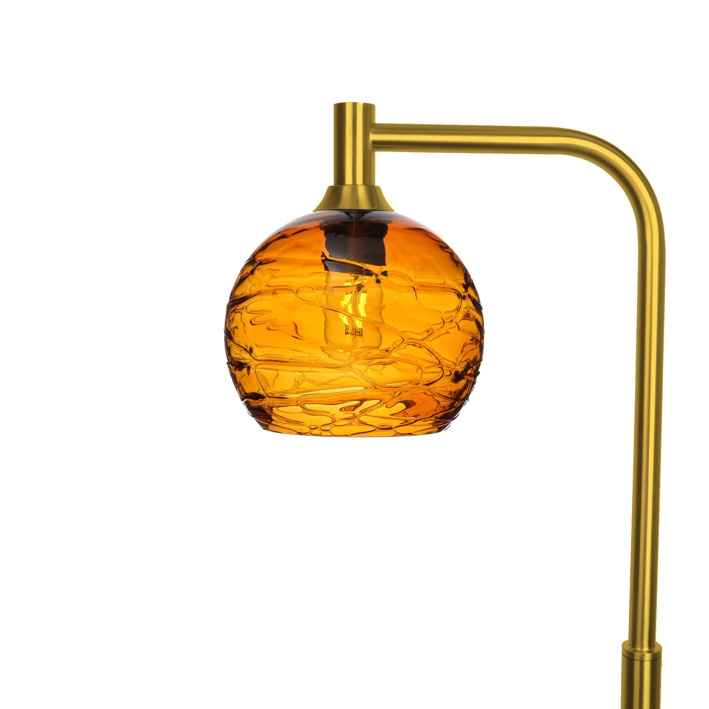 767 Floor Lamp-Glass-Bicycle Glass Co - Hotshop-Spun-Golden Amber-Polished Brass-Bicycle Glass Co