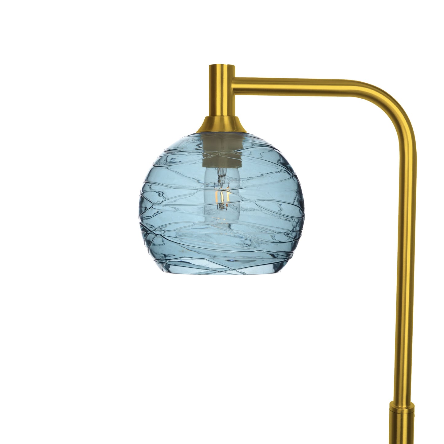 767 Floor Lamp-Glass-Bicycle Glass Co - Hotshop-Spun-Slate Gray-Polished Brass-Bicycle Glass Co