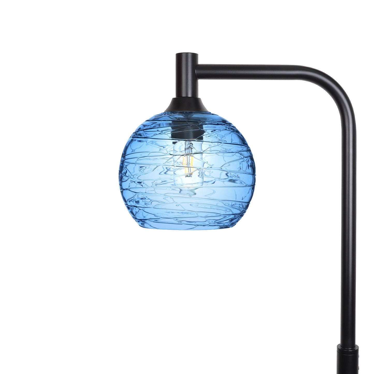 767 Floor Lamp-Glass-Bicycle Glass Co - Hotshop-Spun-Steel Blue-Matte Black-Bicycle Glass Co