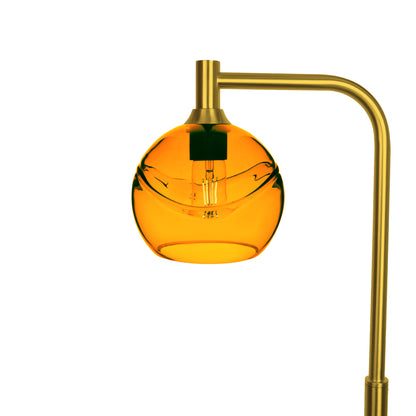 767 Floor Lamp-Glass-Bicycle Glass Co - Hotshop-Swell-Golden Amber-Polished Brass-Bicycle Glass Co