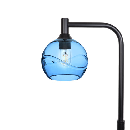 767 Floor Lamp-Glass-Bicycle Glass Co - Hotshop-Swell-Steel Blue-Matte Black-Bicycle Glass Co