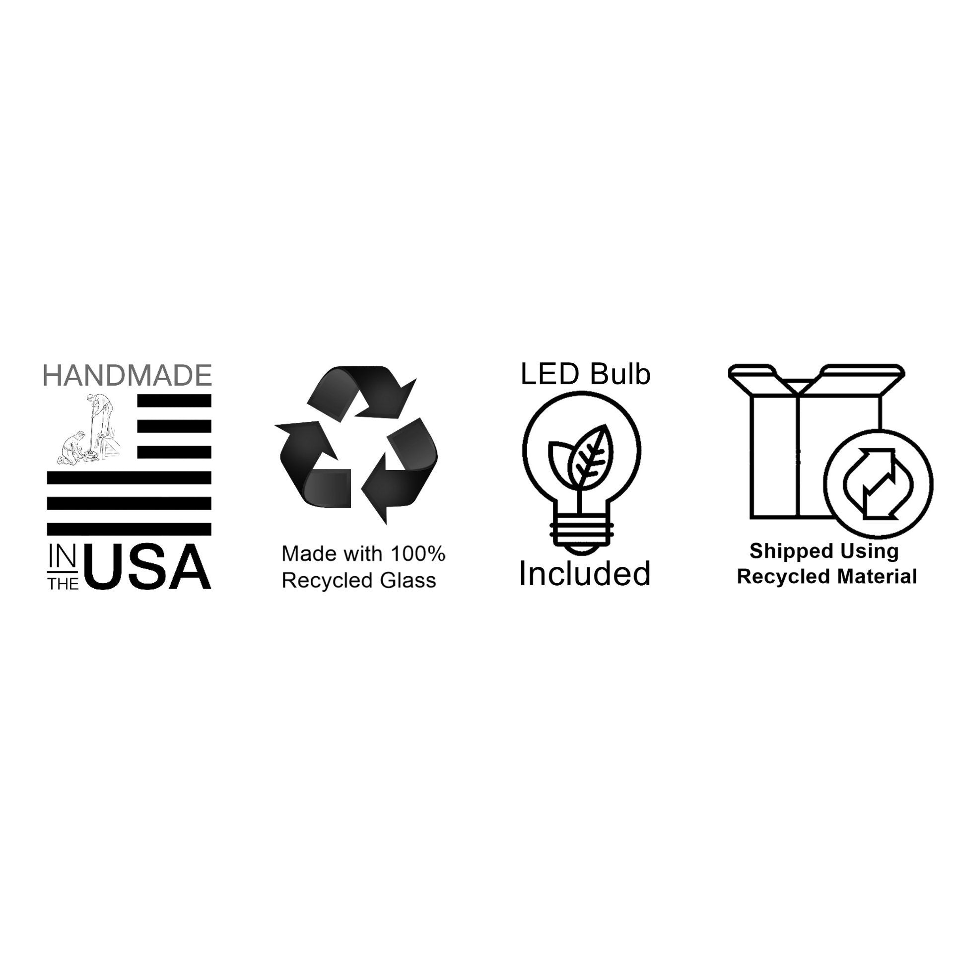 Bicycle Glass Co Handmade In the USA, Made with 100% Recycled Glass, LED Bulb Included, Shipped Using Recycled Material