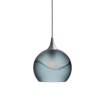 767 Glacial: Single Pendant Light-Pendant Lighting-Bicycle Glass Co - Hotshop-Slate Gray-Brushed Nickel-Bicycle Glass Co