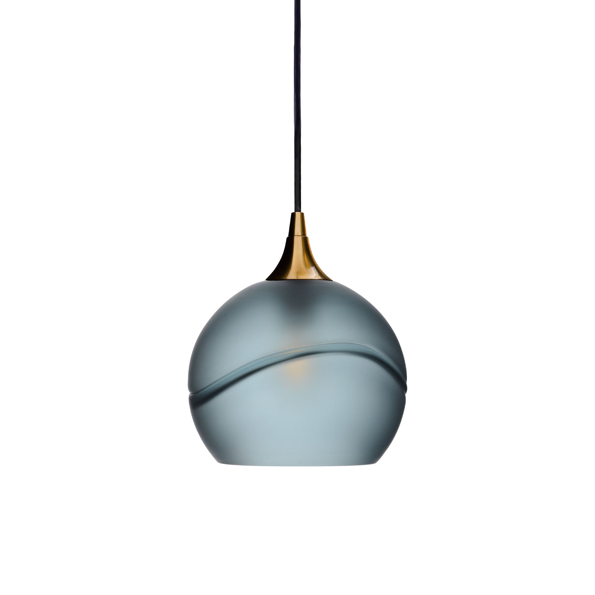 767 Glacial: Single Pendant Light-Pendant Lighting-Bicycle Glass Co - Hotshop-Slate Gray-Polished Brass-Bicycle Glass Co