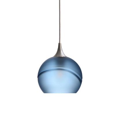 767 Glacial: Single Pendant Light-Pendant Lighting-Bicycle Glass Co - Hotshop-Steel Blue-Brushed Nickel-Bicycle Glass Co