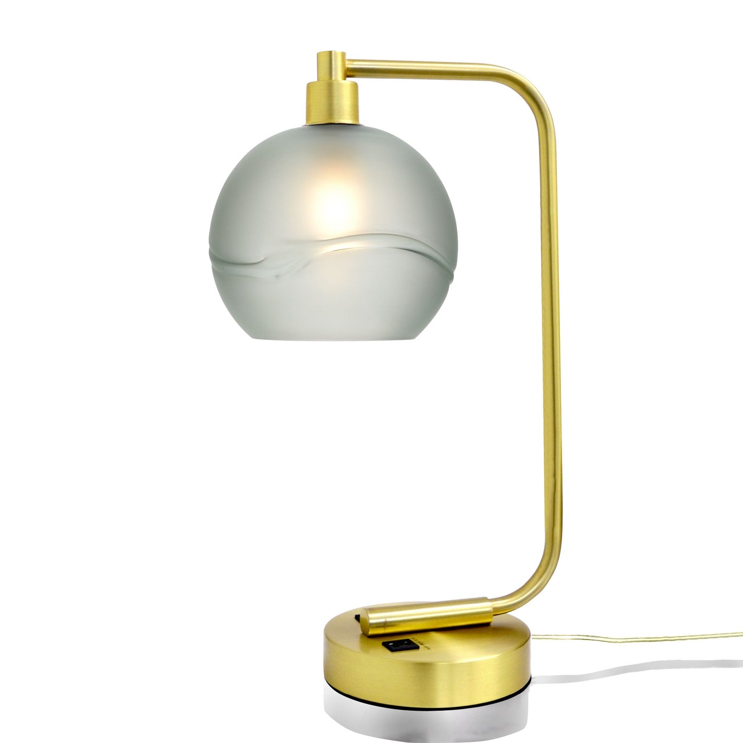 767 Glacial: Table Lamp-Glass-Bicycle Glass Co - Hotshop-Eco Clear-Satin Brass-Bicycle Glass Co