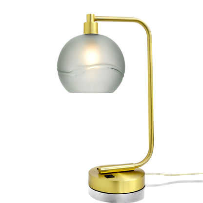 767 Glacial: Table Lamp-Glass-Bicycle Glass Co - Hotshop-Eco Clear-Satin Brass-Bicycle Glass Co