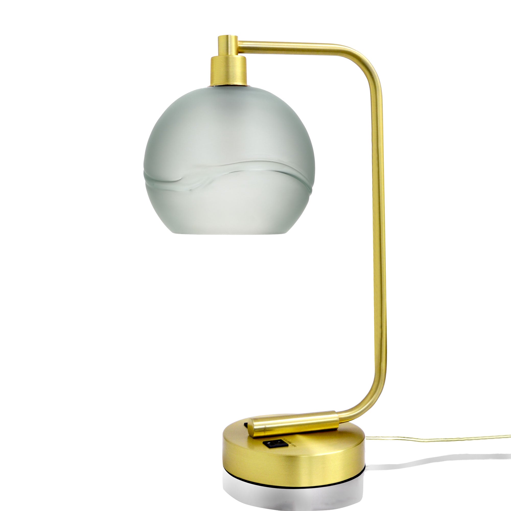 767 Glacial: Table Lamp-Glass-Bicycle Glass Co - Hotshop-Steel Blue-Brushed Nickel-Bicycle Glass Co