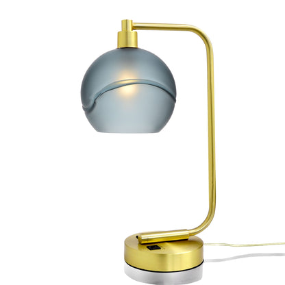 767 Glacial: Table Lamp-Glass-Bicycle Glass Co - Hotshop-Slate Gray-Satin Brass-Bicycle Glass Co