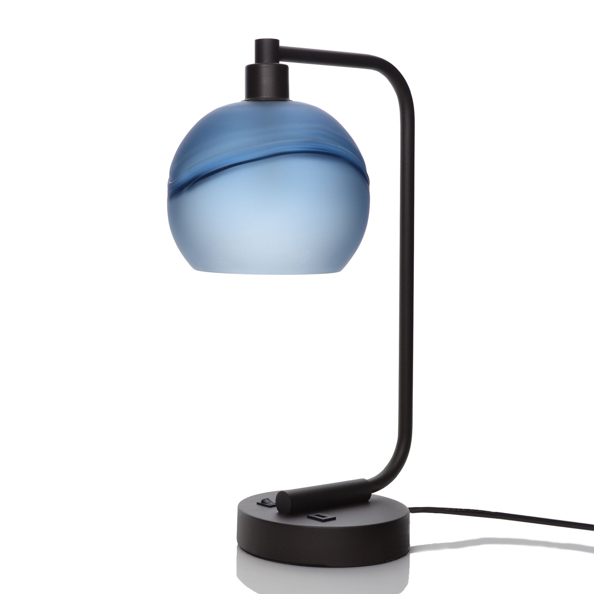 767 Glacial: Table Lamp-Glass-Bicycle Glass Co - Hotshop-Steel Blue-Brushed Nickel-Bicycle Glass Co