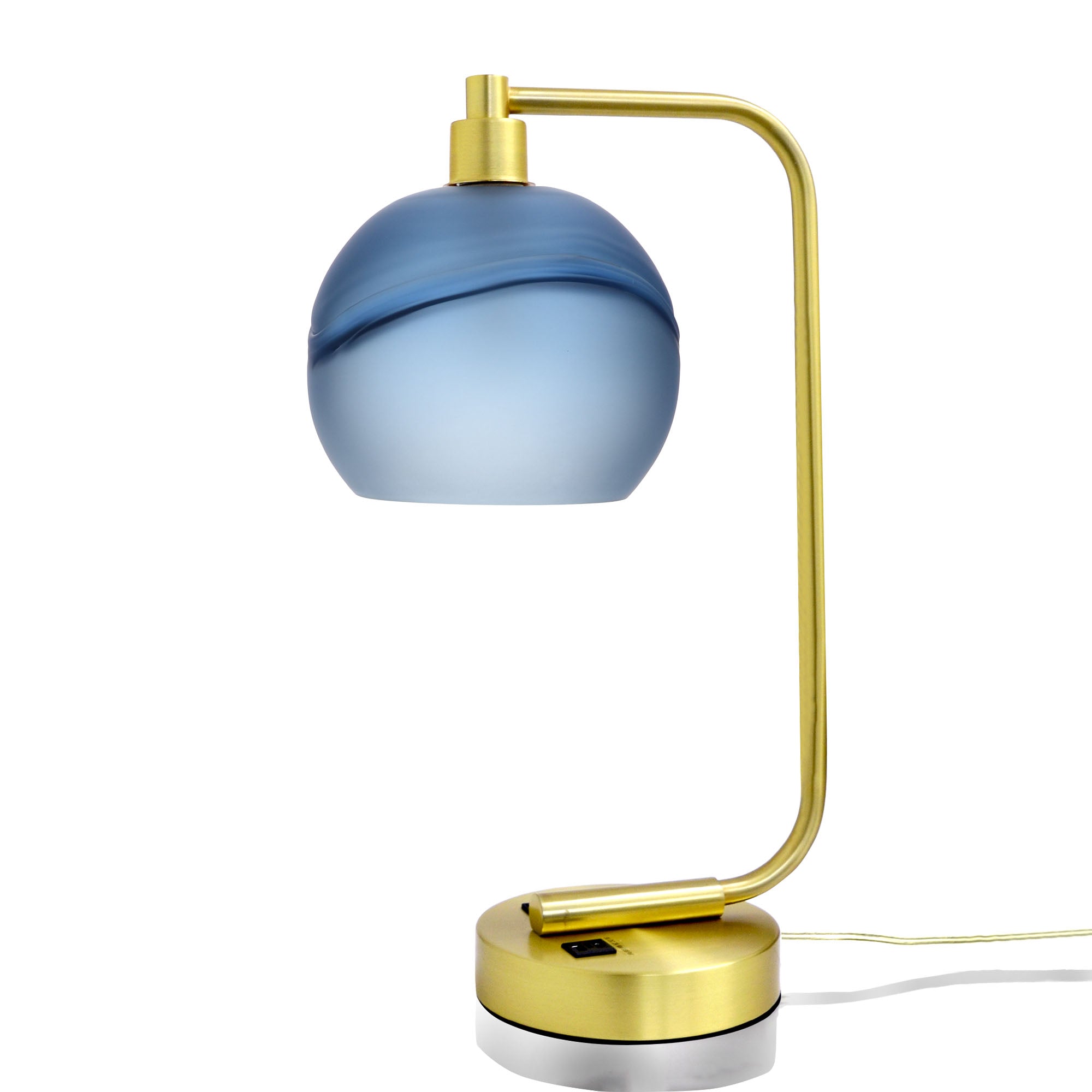 767 Glacial: Table Lamp-Glass-Bicycle Glass Co - Hotshop-Steel Blue-Brushed Nickel-Bicycle Glass Co